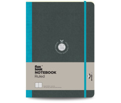Flexbook Flex Global vonalas jegyzetfüzet – türkiz, 17 × 24 cm, belső zsebbel és gumipánttal