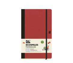 Flexbook Ecosmiles k�rnyezetbar�t vonalas jegyzetf�zet � cseresznyepiros, 13 � 21 cm, n�v�nyi rostos pap�rbor�t�val