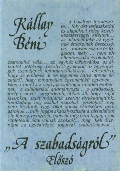 Kllay Bni - A szabadsgrl - Elsz