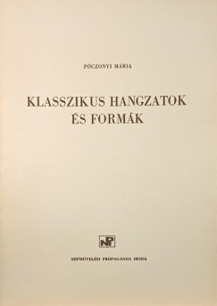 Pczonyi Mria - Klasszikus hangzatok s formk