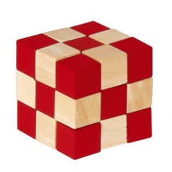 IQ-teszt fa kockák, natúr/piros