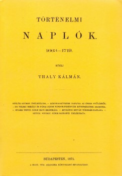 Thaly Klmn - Trtnelmi naplk 1663 - 1719