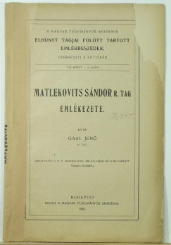 Gaal Jen - Malekovits Sndor r. tag emlkezete