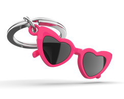 Retro szív alakú napszemüveg, pink/arany - Kulcstartó