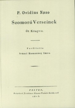 P. Ovidius Naso szomor verseinek t knyve