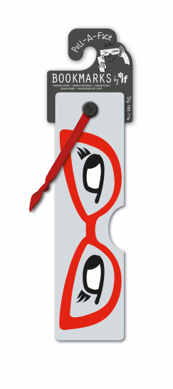 Piros szemüveges, grimaszolós könyvjelző