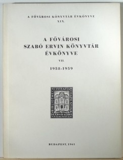 A Fvrosi Szab Ervin Knyvtr vknyve 1958-1959