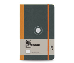 Flexbook Flex Global vonalas jegyzetfüzet – narancssárga, 13 × 21 cm, belső zsebbel és gumipánttal