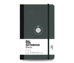 Flexbook Flex Global sima lapú jegyzetfüzet – fekete, 13 × 21 cm, gumipánttal