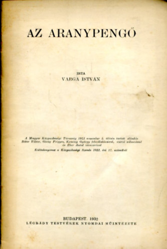 Varga Istv�n - Az aranypeng�