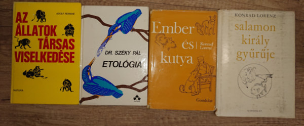 Konrad Lorenz, Dr. Sz�ky P�l, Adolf Remane - 4 etol�gi�val kapcsoolatos k�nyv: Az �llatok t�rsas viselked�se, Etol�gia, Salamon kir�ly gy�r�je, Ember �s kutya