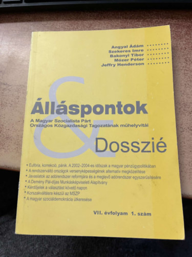 Angyal �d�m, Szekeres Imre, Bakonyi Tibor - �ll�spontok & Dosszi� VII. �vfolyam 1. sz�m
