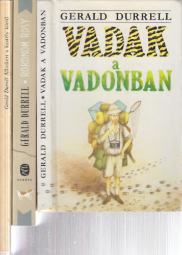 Gerald Durrell - 3 db. humoros kötet (Vadak a vadonban + Rokonom, Rosy + Állatkert a kastély körül)