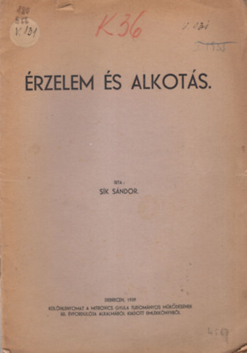 Sk Sndor - rzelem s alkots- Klnlenyomat