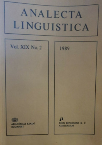 Analecta Linguistica Vol. XIX. 2. (1989, tbbnyelv)