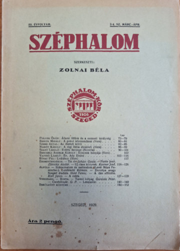 Zolnai Bla (szerk.) - Szphalom III. vfolyam 3-4. sz. mrc.-pr.