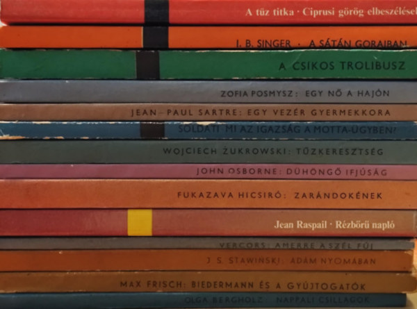 Isaac Bashevis Singer, Zofia Posmysz, Jean-Paul Sartre, Mario Soldati, Wojciech Zukrowski, John Osborne, Fukazava Hicsir, Jean Raspail, Vercors, Jerzy S. Stawinski, Max Frisch, Olga Bergholz - 14 db a Modern knyvtr sorozatbl