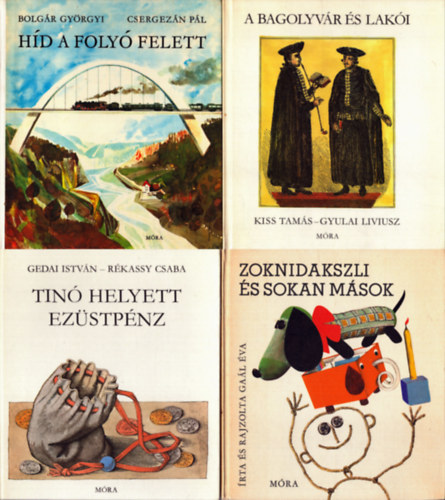Gaál Éva, Bolgár Györgyi, Csergezán Pál, Kiss Tamás, Gedai István, Rékassy Csaba, Dala László - 5 db gyerek ismretterjesztő kötet: Zoknidakszli és sokan mások - Híd a folyó felett - A bagolyvár és lakói - Tinó helyett ezüstpénz - Mit mesélnek a hegyek?