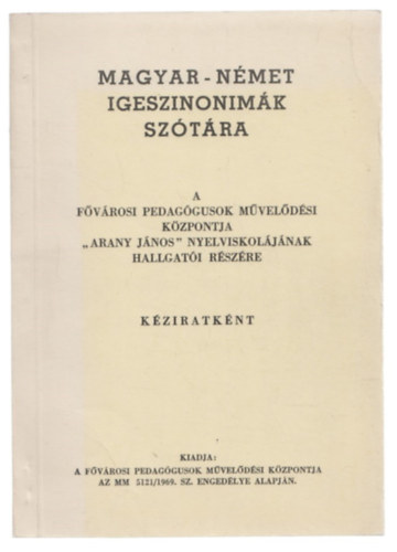 Tim�r J�zsef - Magyar-n�met igeszinonim�k sz�t�ra