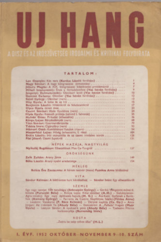 Benj�min L�szl� (szerk.) - �j hang I. �vf. 1952 okt�ber-november 9-10. sz�m