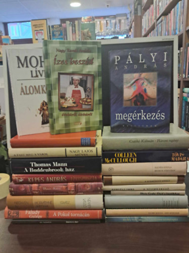 Plyi Andrs, Csath Klmn, Colleen  McCullough, Illys Gyula, Kertsz Imre, rkny Istvn, Kurt Vonnegut, Mohs Lvia, Nagy Band Andrs, Nagy Lajos, Thomas Mann, Kepes Andrs, Vmos - 20 db-os KNYVMENT AJNLAT: Megrkezs, Hrom regny, Tvismadarak, Hunok Prisban, A szmztt nyelv, A nyomkeres, Ebd a kastlyban,
