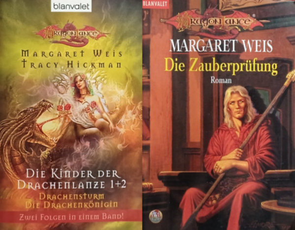 Margaret Weis Tracy Hickman, Margaret Weis - Die Zauberprüfung + Drachensturm - Die Drachenkönigin - Die Kinder der Drachenlanze 1+2 (2 mű)