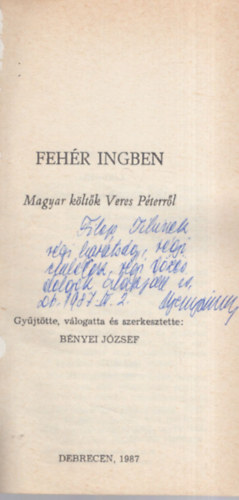 Bnyei Jzsef - Fehr ingben-Magyar kltk Veres Pterrl - Dediklt