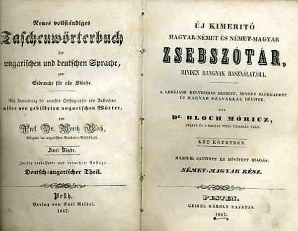 dr. Bloch Mricz - j kimert magyar-nmet s nmet-magyar zsebsztr (Nmet-magyar rsz