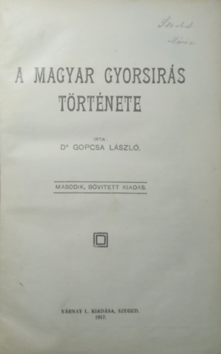 Gopcsa Lszl - A magyar gyorsrs trtnete