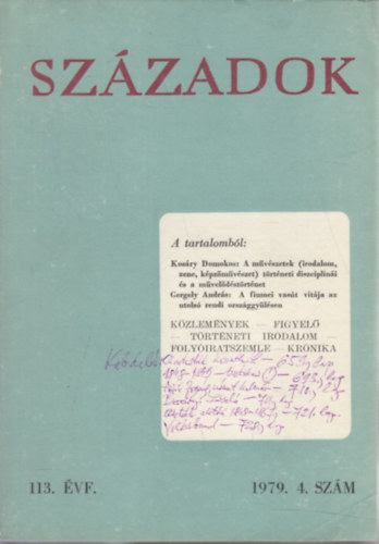 Századok 1979/4. (A Magyar Történelmi Társulat közlönye)