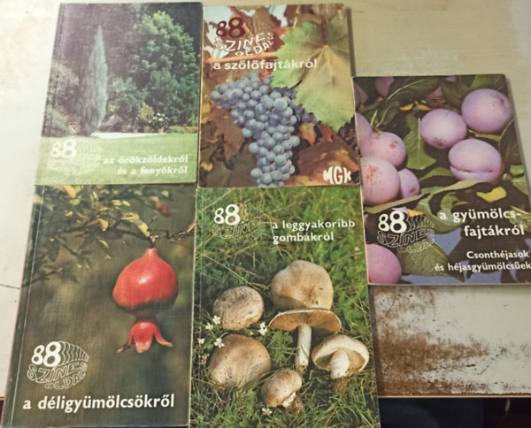 dr. Velich Istvn, Czka Sarolta, Dr. Csepregi Pl, Faluba Zoltn - 5 db 88 sznes oldal: a gymlcsfajtkrl +a szlfajtkrl +az rkzldekrl s a fenykrl +a leggyakoribb gombkrl +a dligymlcskrl