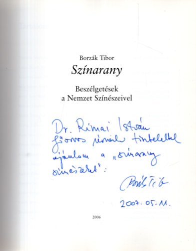 Borz�k Tibor - Sz�narany - Besz�lget�sek a Nemzet Sz�n�szeivel