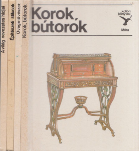4 db Kolibri könyv: Korok, bútorok + Üvegművészet + Építészeti stílusok + A világ nevezetes hídjai