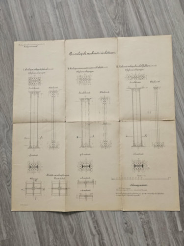 Az oszlopok szerkezeti részletterve - autogr. Klösz Gy. Budapest - Budapesti villamos városi vasút, rakparti vonal - tervrajz