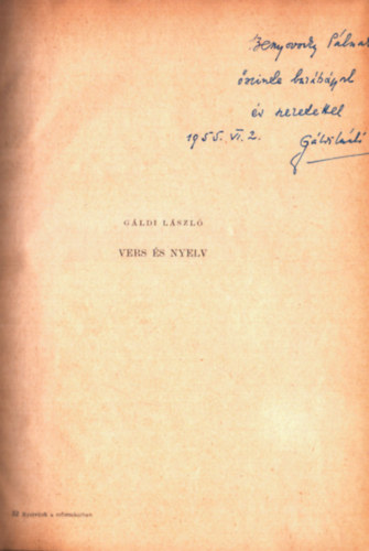 Gldi Lszl - Vers s nyelv (dediklt)