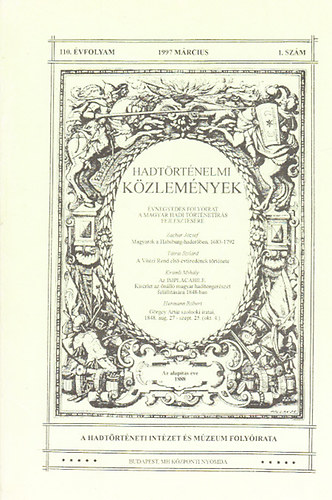 Hadtrtnelmi kzlemnyek 110. vfolyam, 1. szm (1997. mrcius)