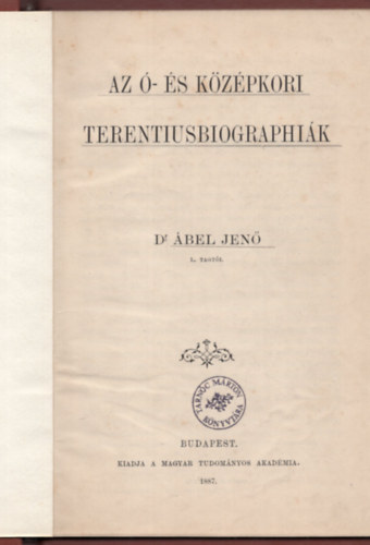 Dr. bel Jen - Az - s kzpkori Terentiusbiographik
