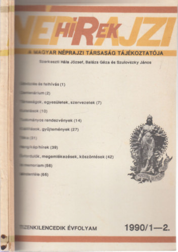 Nprajzi hrek 1990/1-4. (teljes vfolyam, 2 db. lapszm)