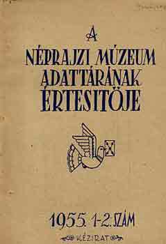 Morvay Pter (szerk.) - A Nprajzi Mzeum adattrnak rtestje 1955. 1-2. szm