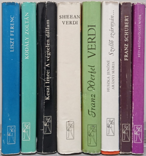 8 DB ZENESZERZ LETRAJZ: DR. NDOR:LISZT FERENC+ESZE:KODLY ZOLTN+KESZI:A VGTELEN DALLAM-WAGNER LETREGNYE+SHEEAN: VERDI+WERFEL:VERDI+HUSZKA-ARNYI: SZELL SZRNYN...+FBIN:FRANZ SCHUBERT+RTI:RZSAVLGYI MRK