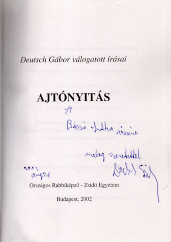 Deutsch Gbor - Ajtnyits - Deutsch Gbor vlogatott rsai (dediklt)