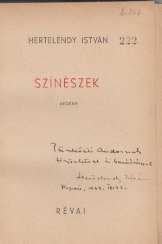 Hertelendy Istvn - Sznszek