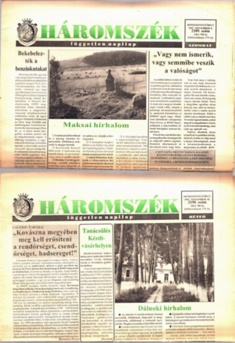 Farkas rpd, Bogdn Lszl (szerk.), Ferencz Csaba, Sylvester Lajos (Szerk) - Hromszk fggetlen napilap  1997. november: 2189., 2190., 2191.,2192., 2194., 2195., 2196., 2197., 2198., 2199., 2200., 2201., 2202., 2203., 2204., 2205., 2206., 2207. szm