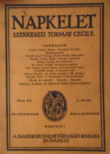 Tormay Cecile (szerk.) - Napkelet XII. �vfolyam 3. sz�m