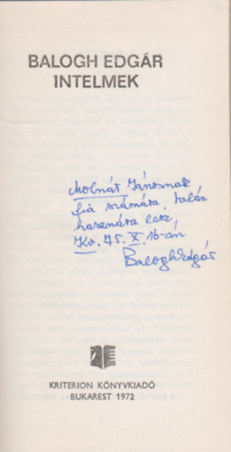 Balogh Edgár - Intelmek