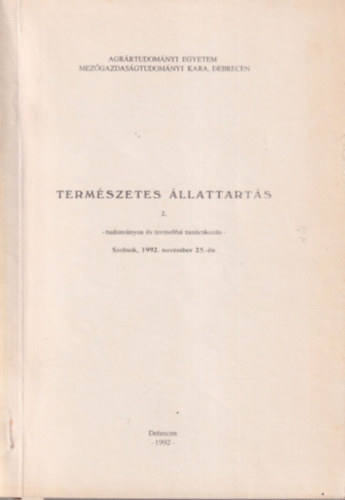 Prof. Dr. Vinczeffy Imre - Term�szetes �llattart�s 2. - tudom�nyos �s termel�si tan�cskoz�s