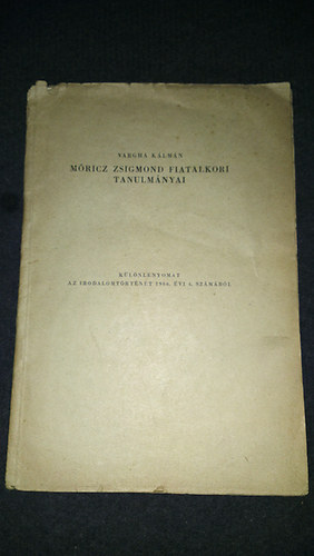 Vargha Kálmán - Móricz Zsigmond fiatalkori tanulmányai