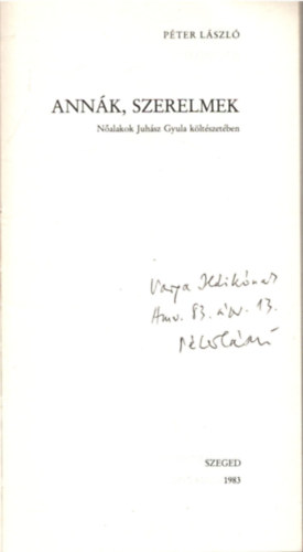 Péter László - Annák, szerelmek (dedikált)