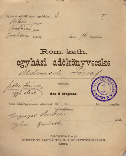 Rm. kath. egyhzi adknyvecske