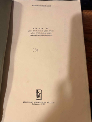 KÖZLEKEDÉSI DOKUMENTÁCIÓS VÁLLALAT - Renault gépkocsik javítási kézikönyve